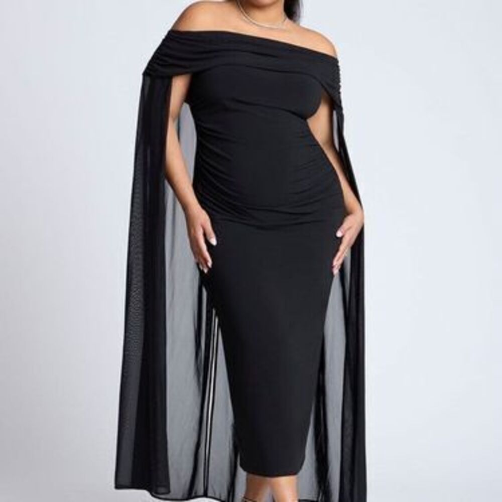 Off The Shoulder Cape Gown